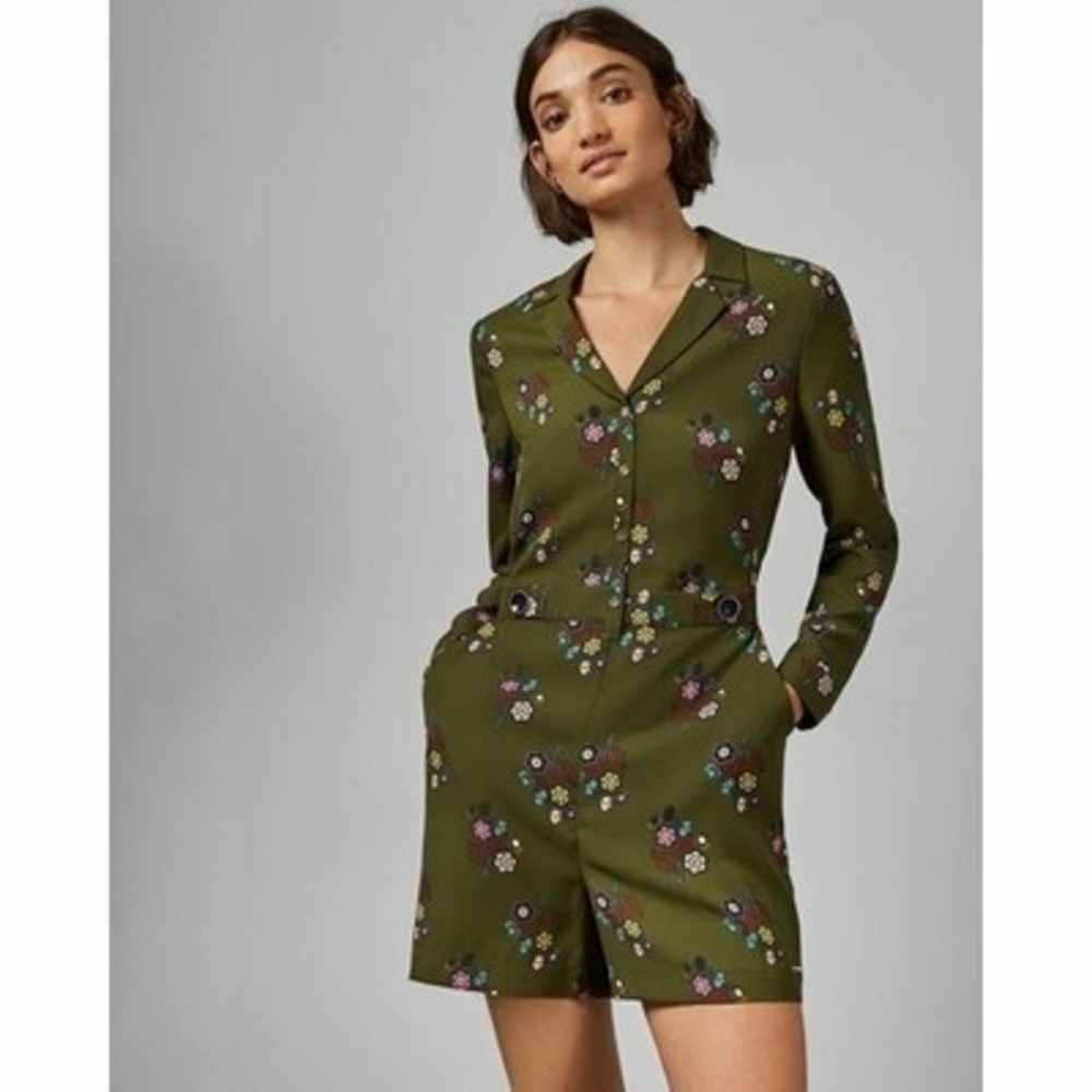 Ted BakerTed Baker Overall Floral Printed Jumpsuit 0140